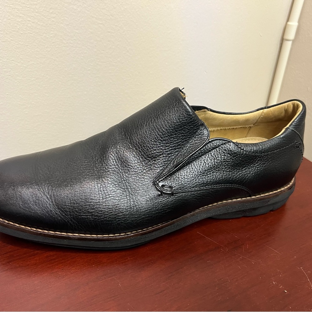 DelLaRentis Black Leather Men's Slip-On Loafers - Picture 2 of 10